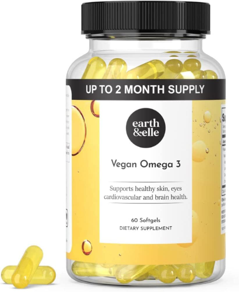 Vegan Omega algae oil bottle two months supply